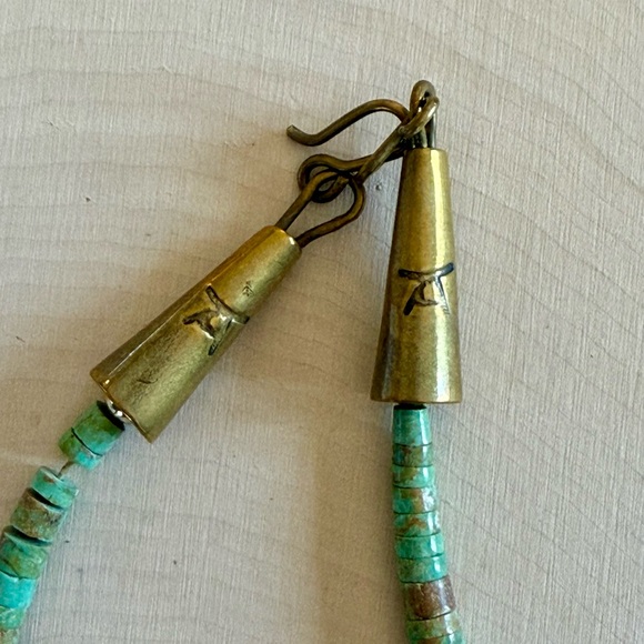 RARE_VINTAGE_Santo Domingo Tony Aguilar Sr. Brass & NATURAL Turquoise Necklace - Picture 15 of 16